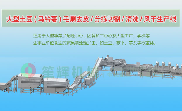 双流连续式土豆去皮清洗切割风干生产线